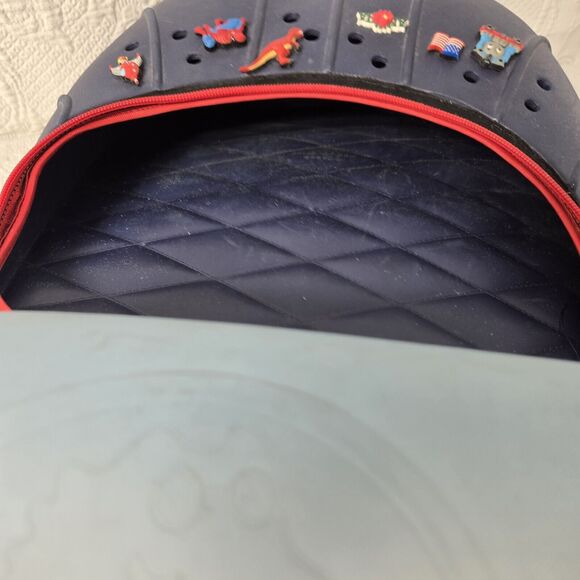 Rare Round Crocs Backpack Clear Blue Croslite Holes Jibbitz Embossed School Work - Picture 5 of 5